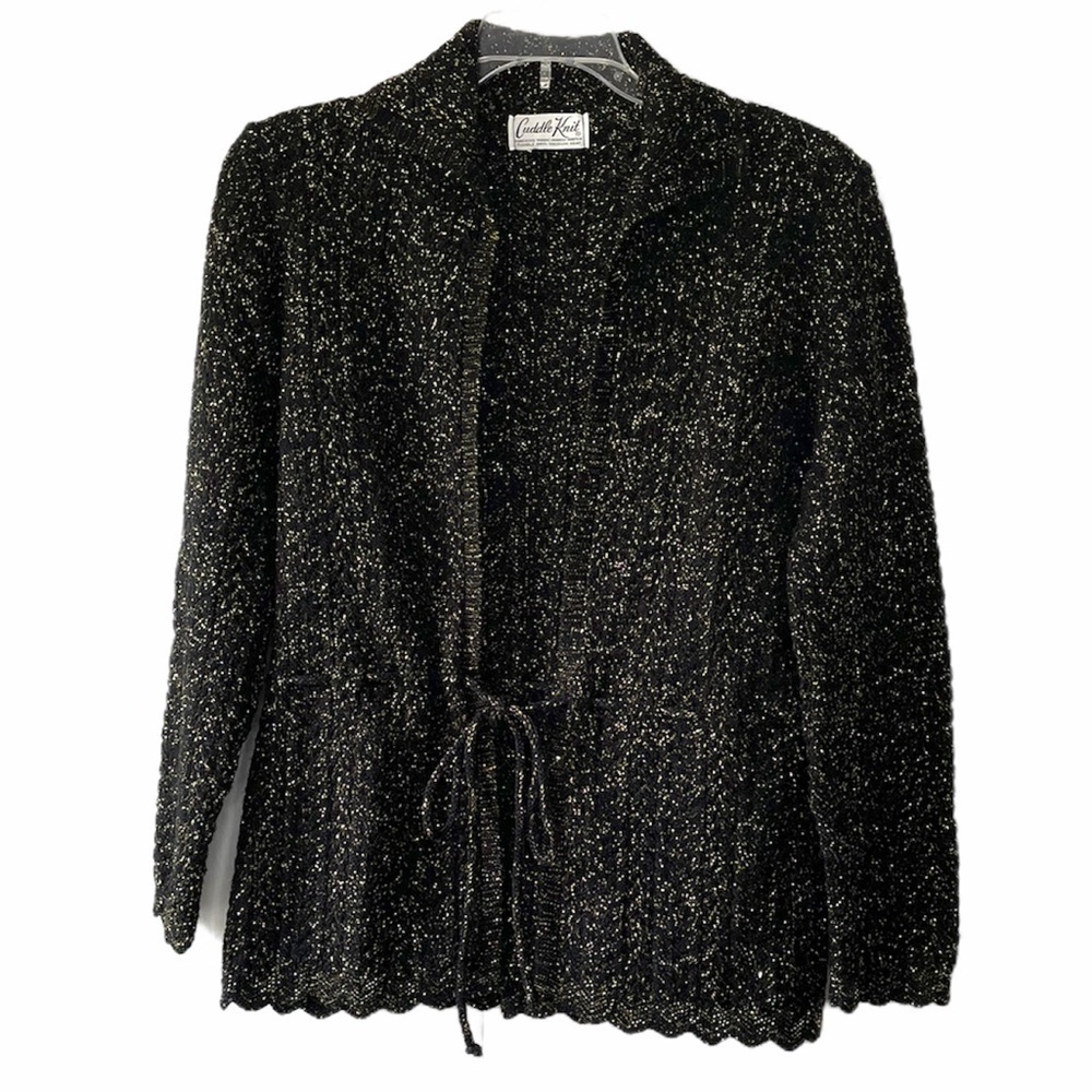 Cuddle Knit vintage black and gold tie cardigan